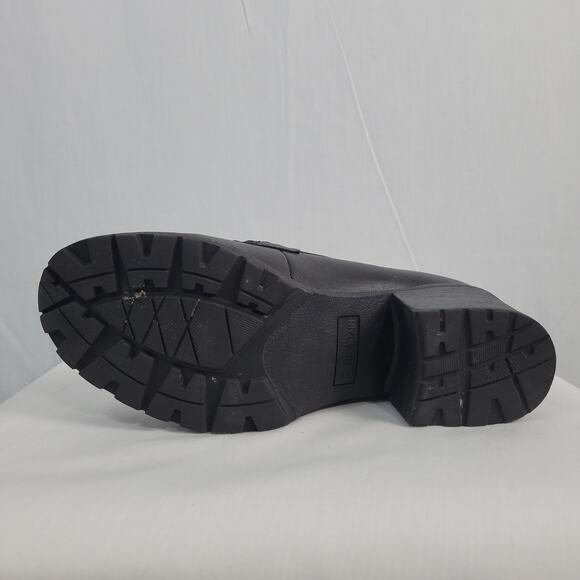 White Mountain Chunky Chain Heeled Loafers size 8M black Y2K preppy classic - Picture 9 of 16